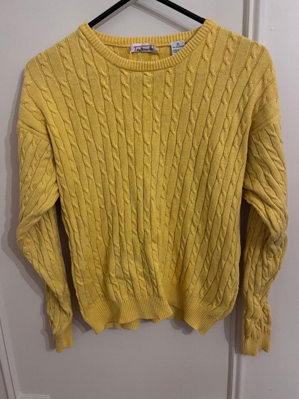 Talbots Yellow Cotton Cableknit Sweater